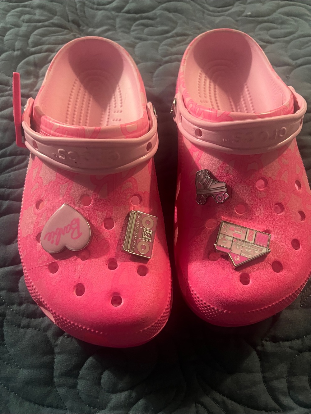 CROCS Kids Bright Pink Clogs with Fun Charms